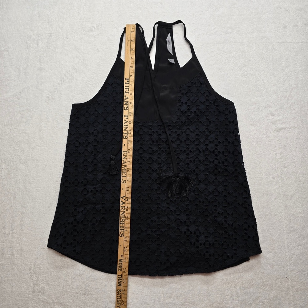 Athleta Black Eyelet Racerback Tank Top Boho‎ Activewear Women’s M - Picture 7 of 8